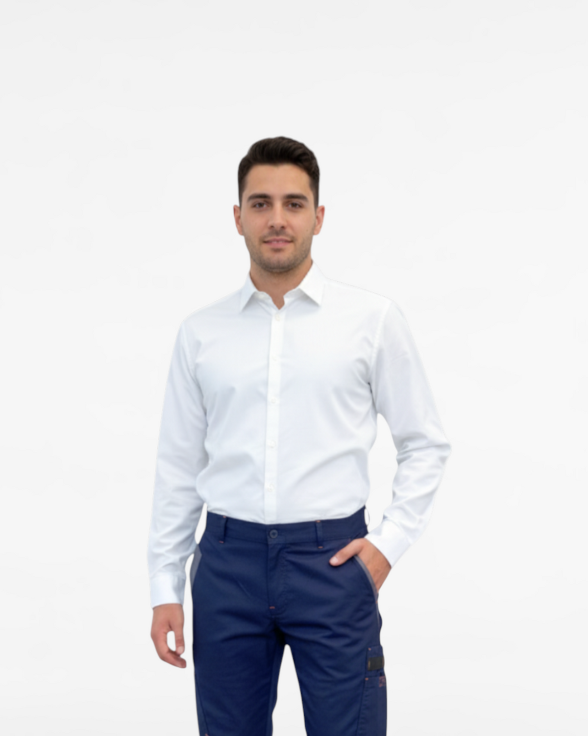 Men's White Work Shirt in 100% Cotton