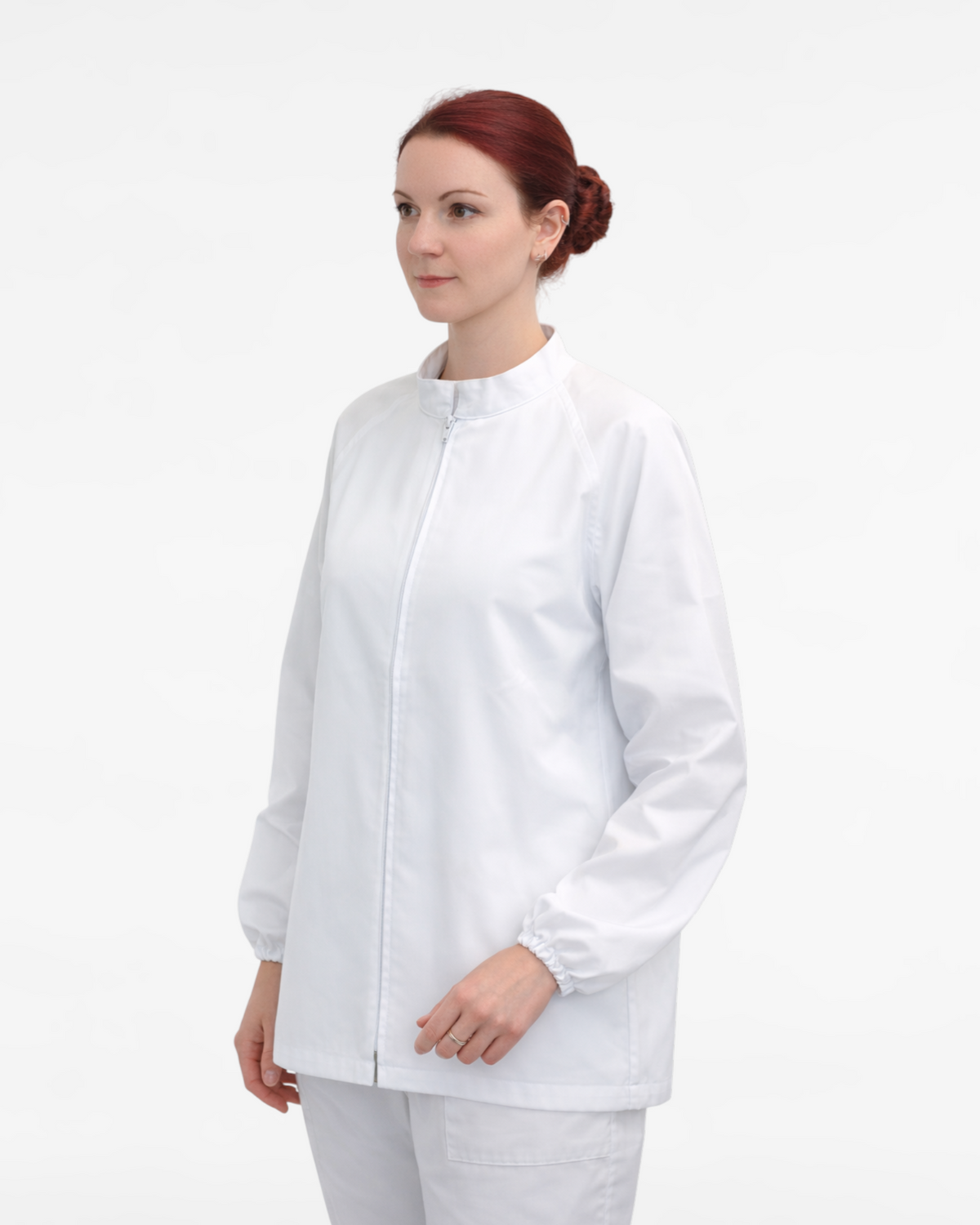 Túnica unisex con cuello mandarín - Blanca