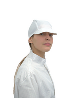 Unisex White Checked Fabric Hat