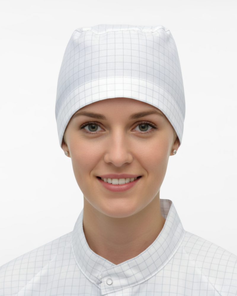 Gorra unisex blanca de tejido antiestático