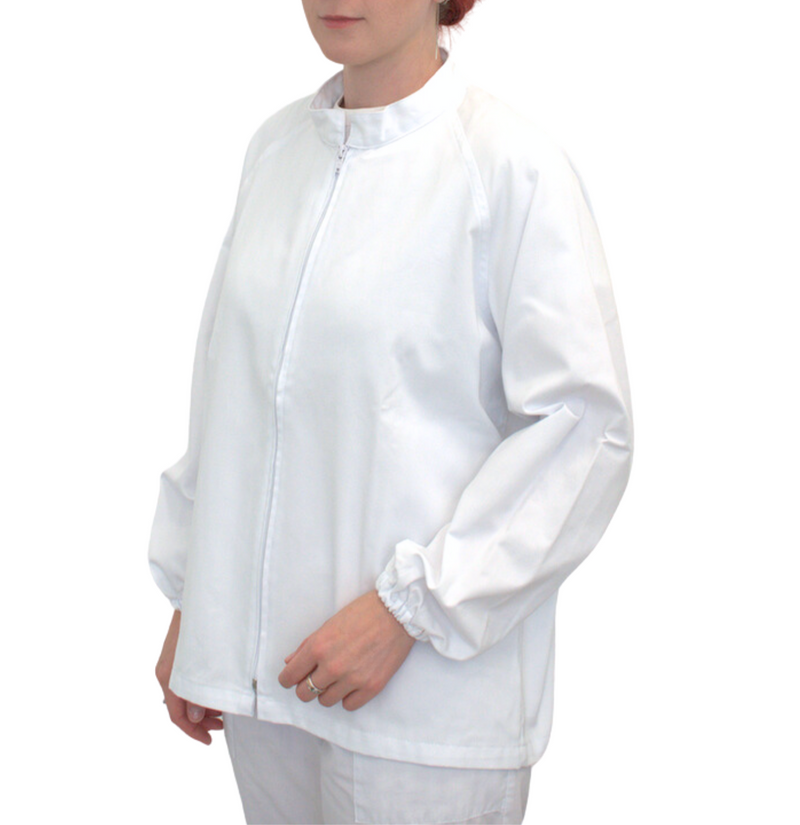 Unisex Tunic with Mandarin Collar - White